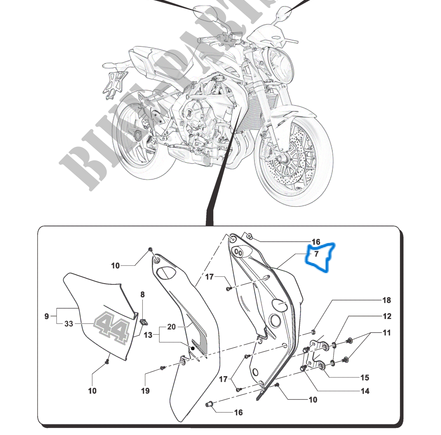 convogliatore radiatore destro NUOVO in plastica codice 8000B6356 per MV Agusta Brutale 675  800   2013 2016